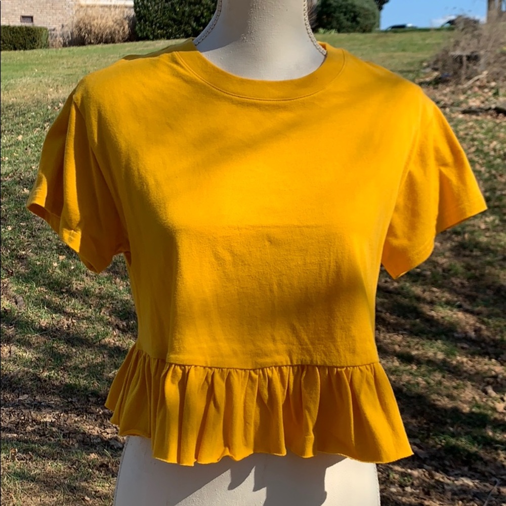 Yellow ruffle crop top